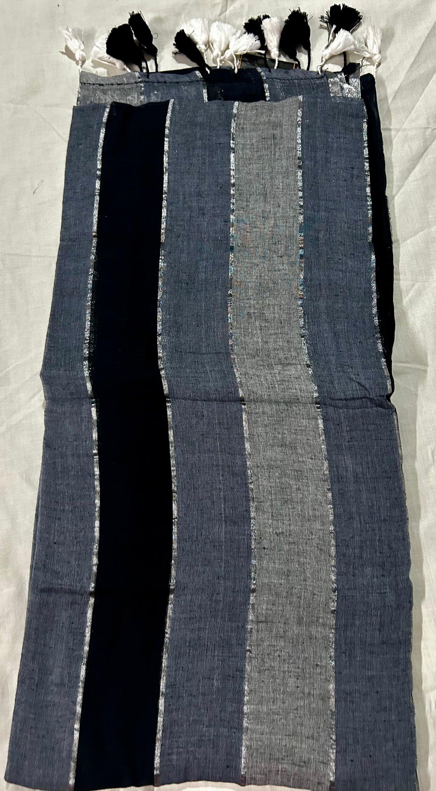 Black Rainbow Mul Cotton  Saree