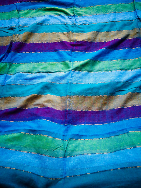 Blue Mul Cotton Rainbow Sari