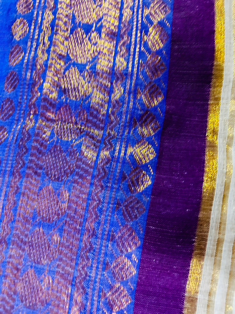 Beige Mul Cotton Kanchi Border Sare Sare
