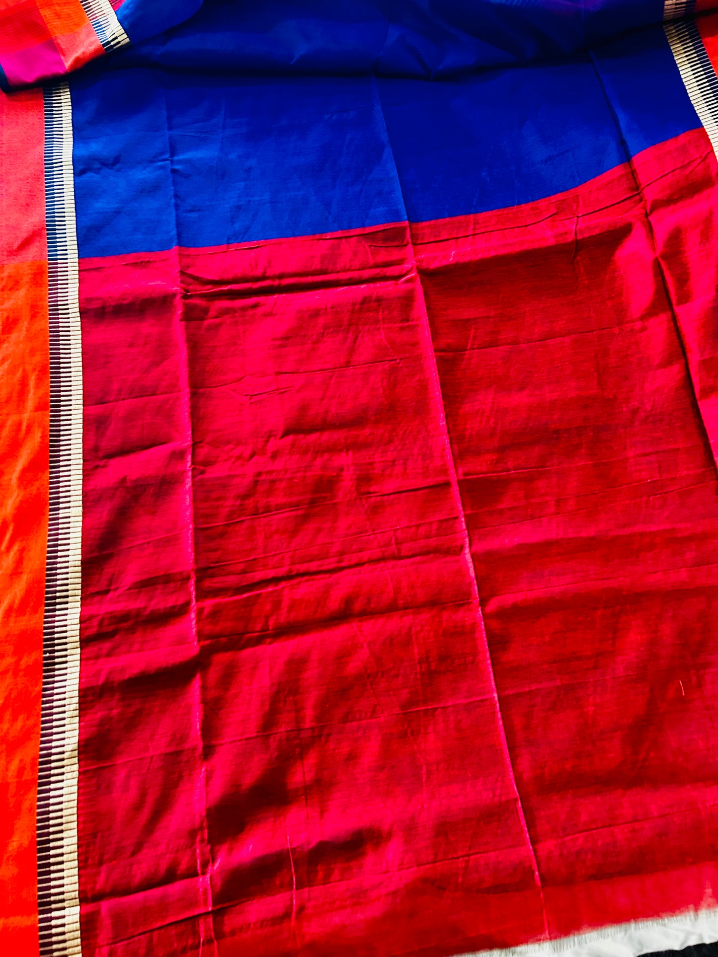 Blue Cotton Silk Sare