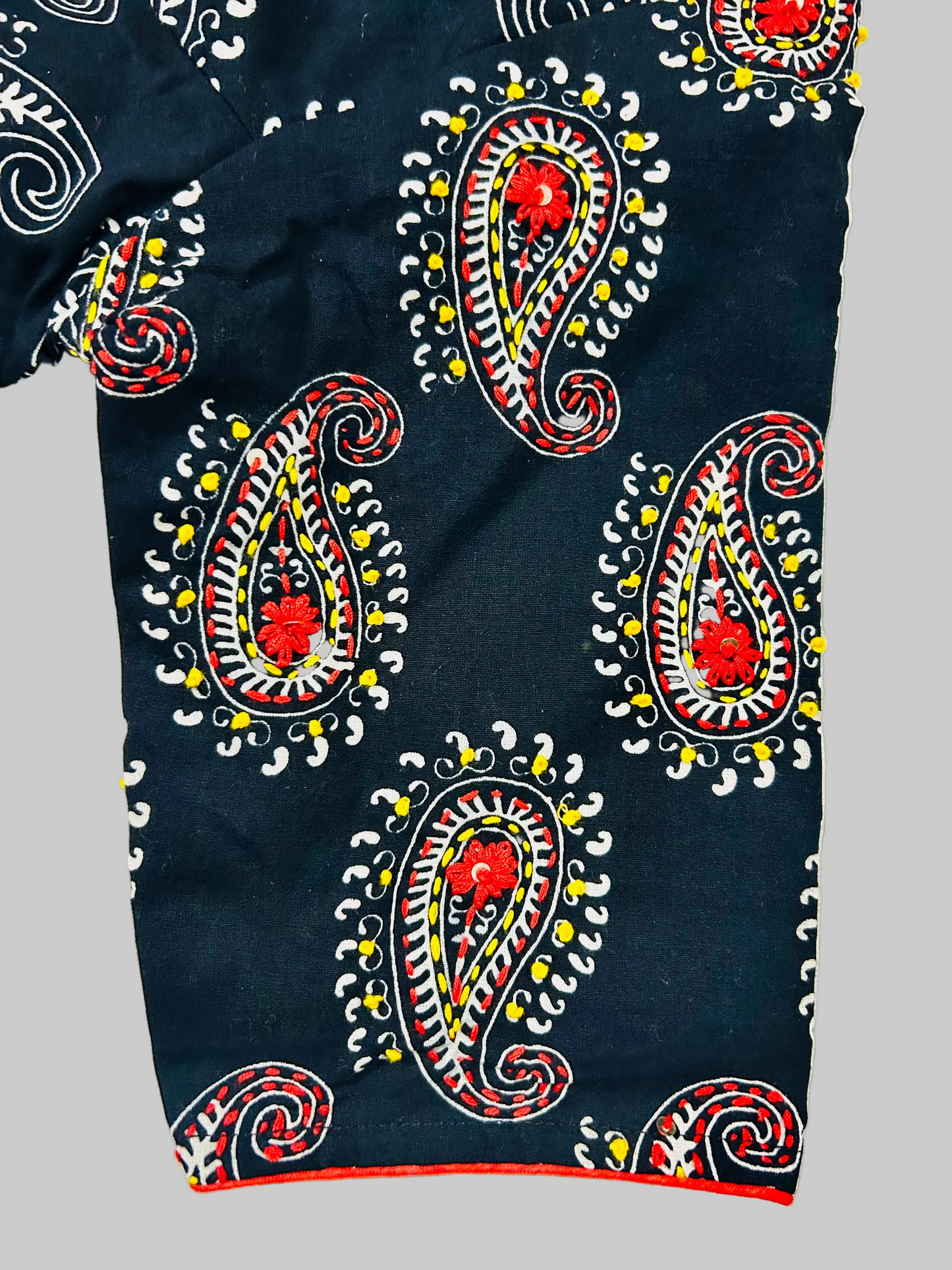 Black Cotton Katha Work Blouse