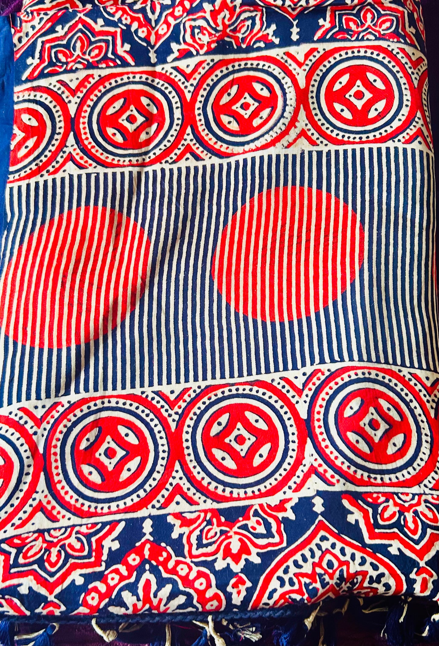 Blue Modal Silk sare polka dots