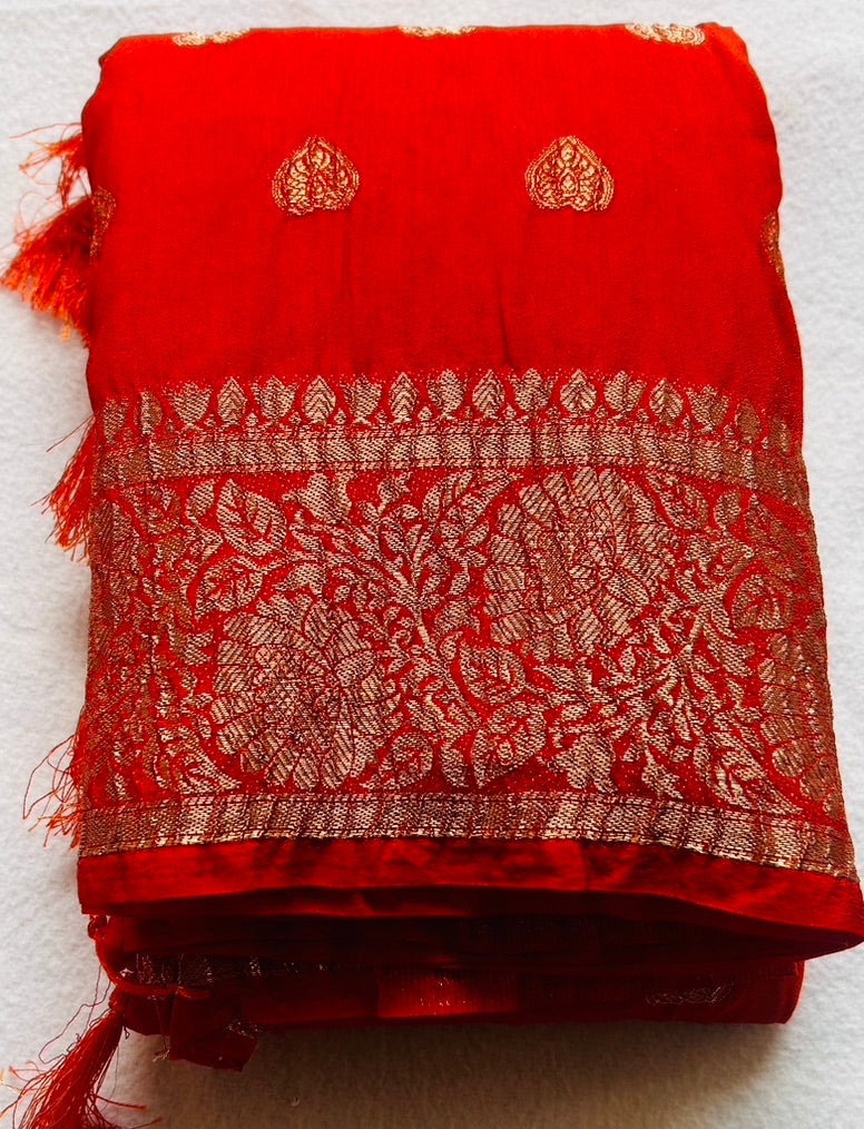 Crush Crape Sare  Rust Orange