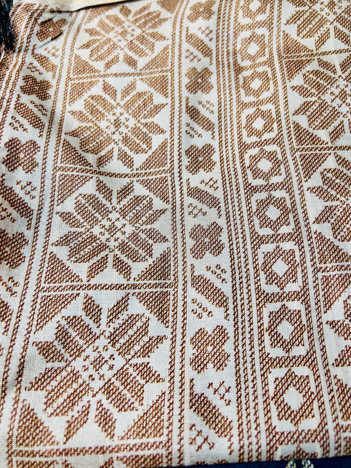 Black and beige cotton silk saree