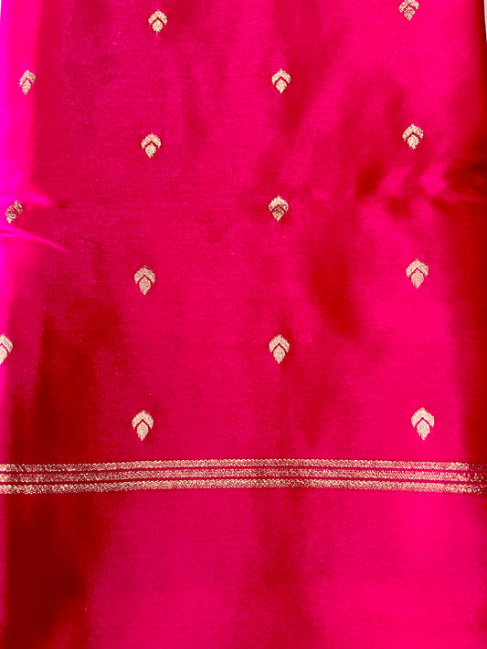Magenta pink Gajji Silk Semi Silk Saree