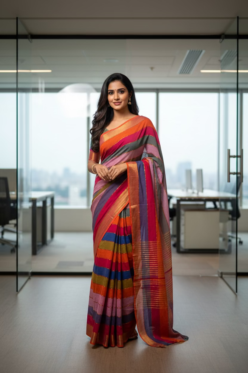 Mul Cotton Rainbow Sari