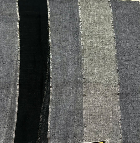Black Rainbow Mul Cotton  Saree