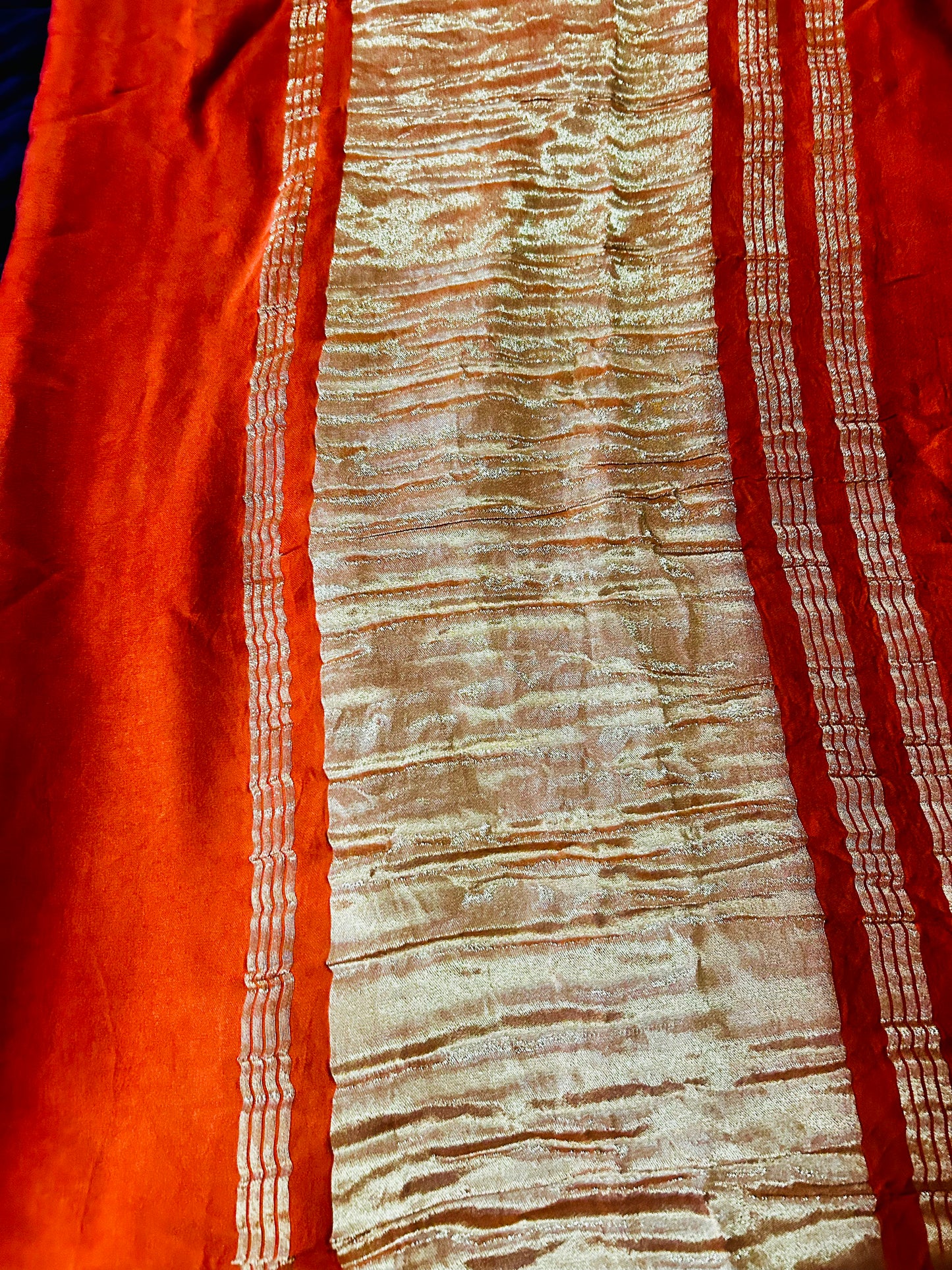 Orange Plain Modal Silk Sare