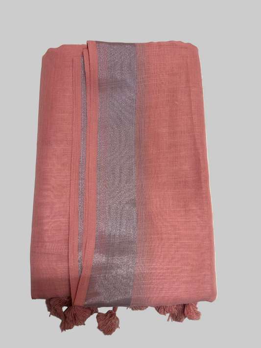 PEACH MULCOTTON SAREE