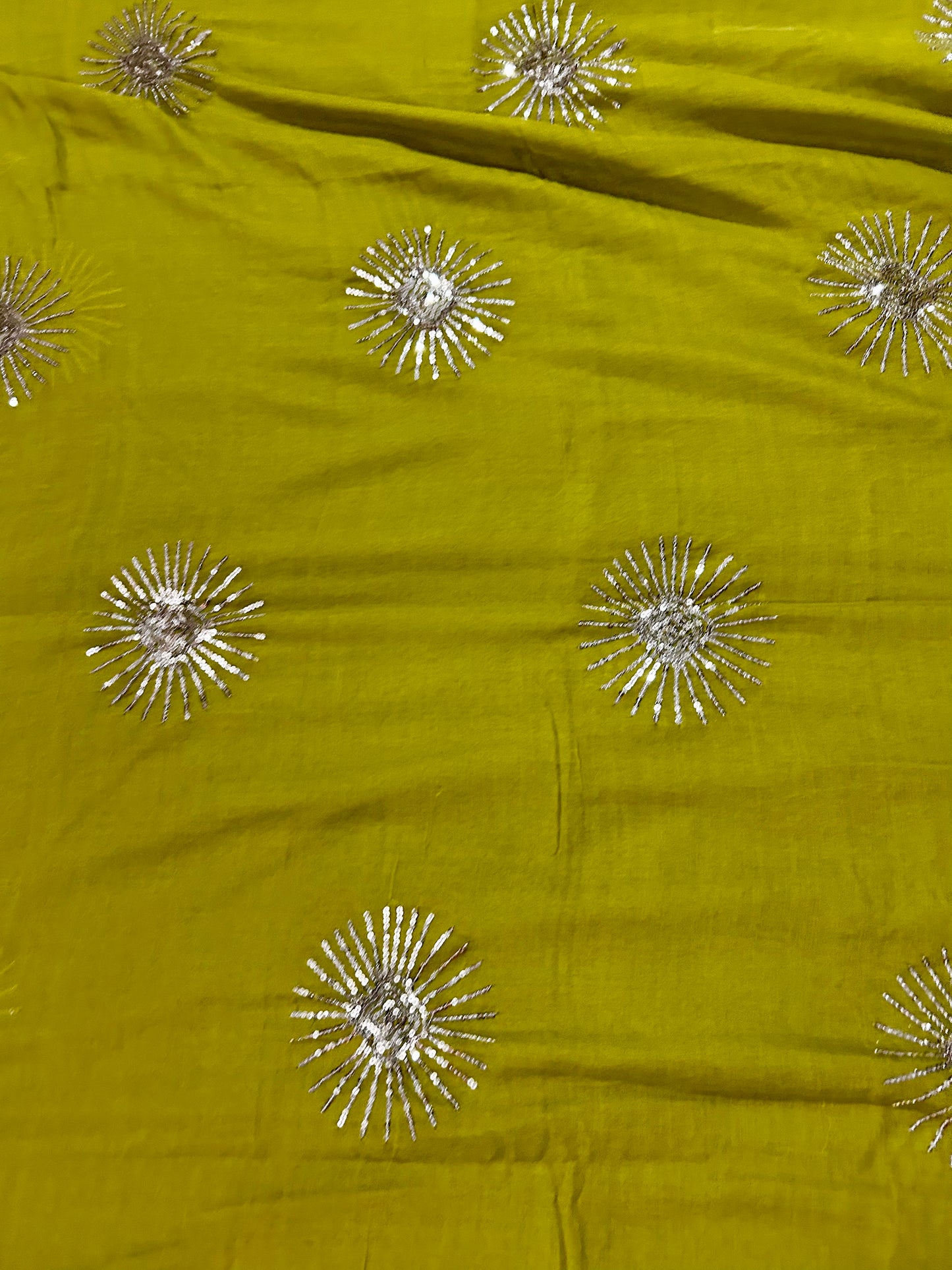Green Mul Cotton Sare with Sequence Motive