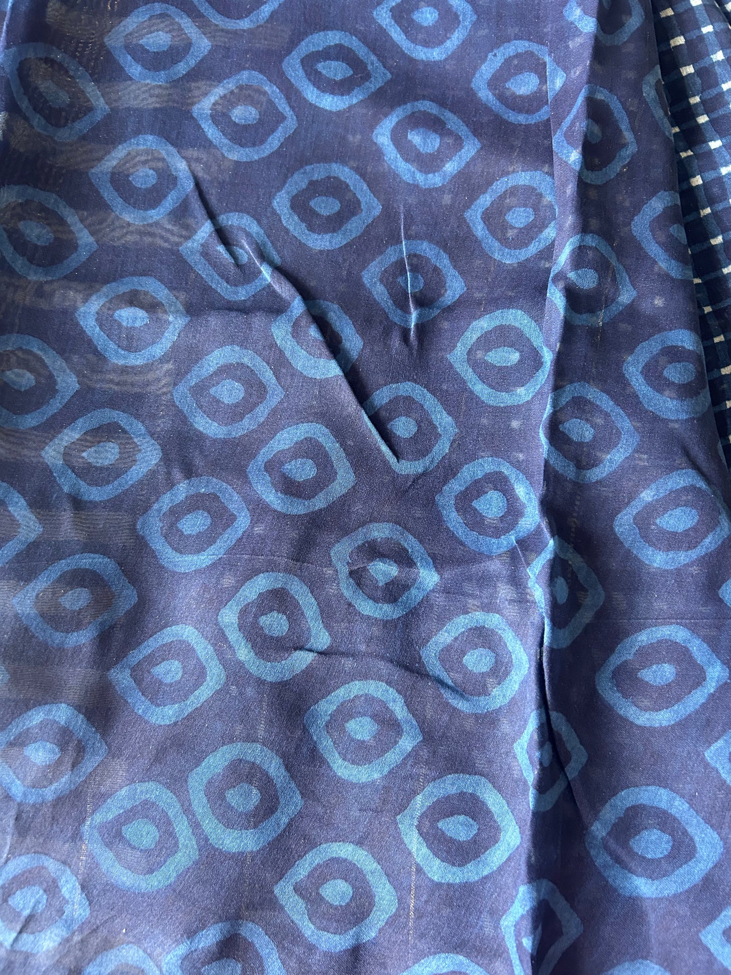 Indigo Maheshwari Handblock Printed Saree