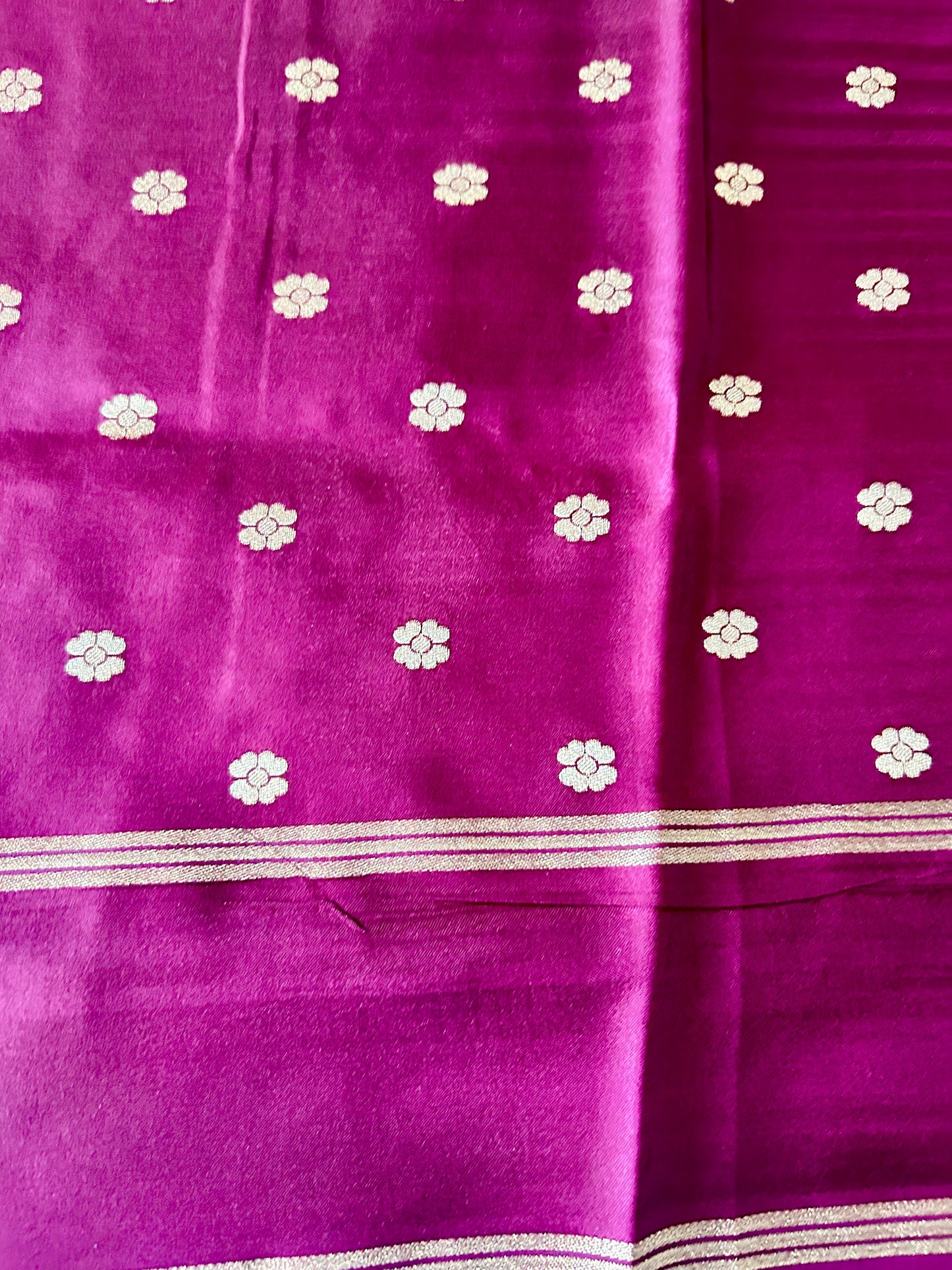 Wine Gajji Silk Semi Silk Saree with line and buti
