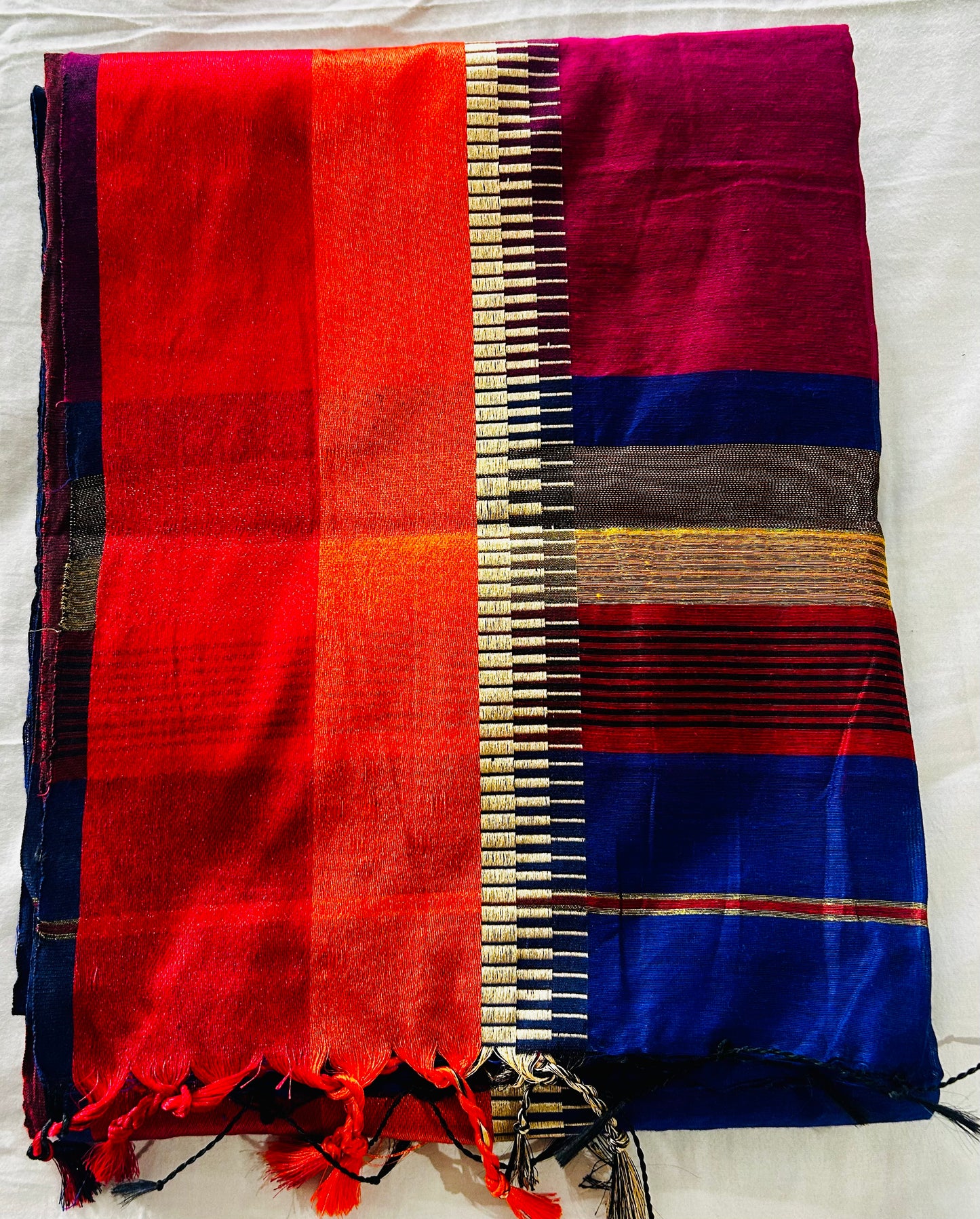 Blue Cotton Silk Sare