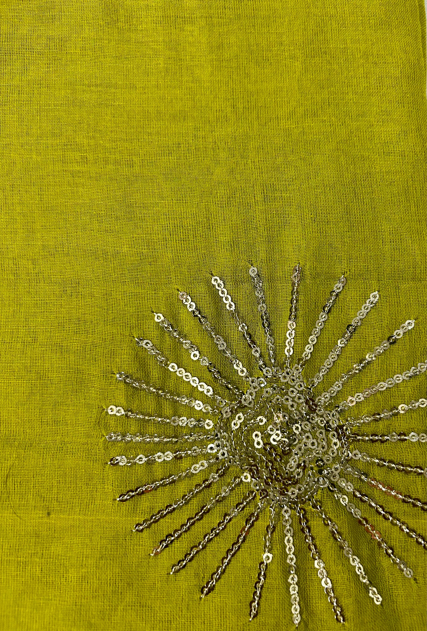 Green Mul Cotton Sare with Sequence Motive