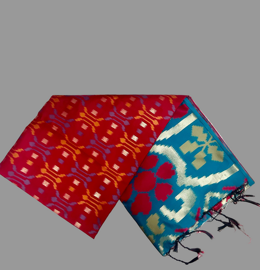 Red Ikkat Print Saree