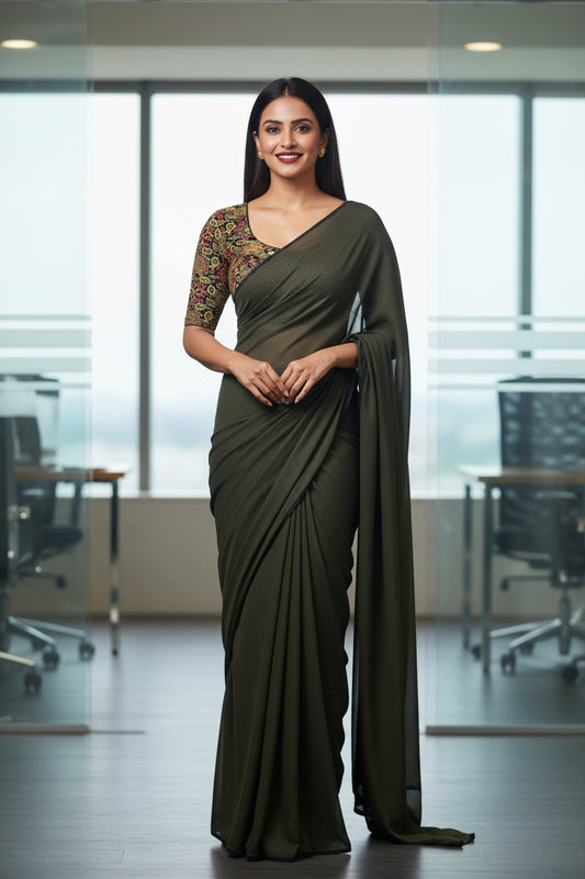 Green Kalamkari print Stretchable blouse