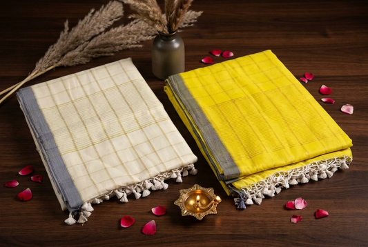 Yellow Mul Cotton Sare