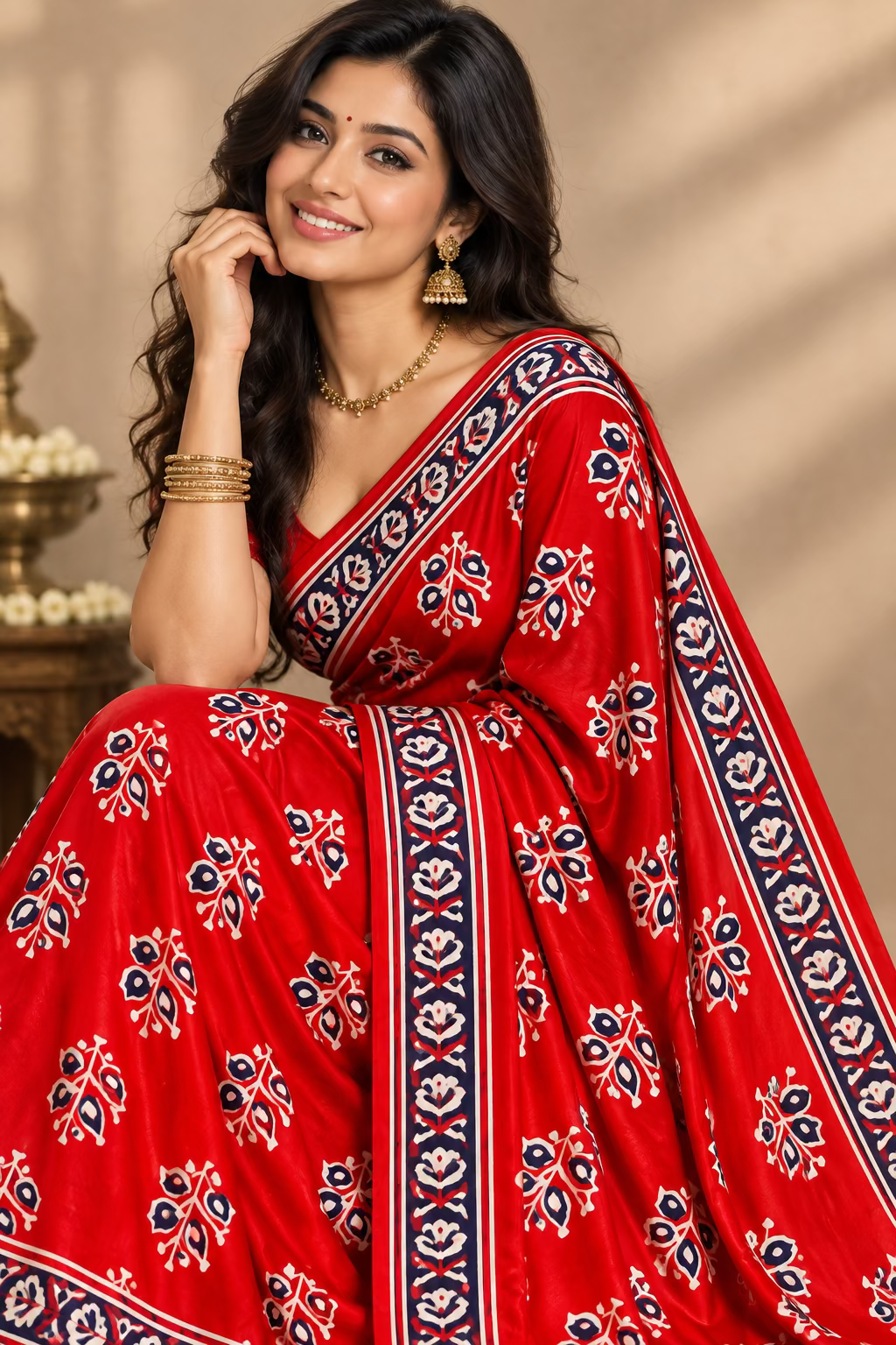 Red Modal Silk sare