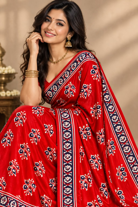 Red Modal Silk sare