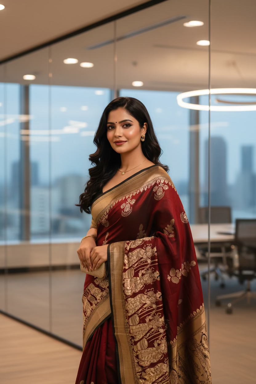 Maroon Mashru Silk Saree