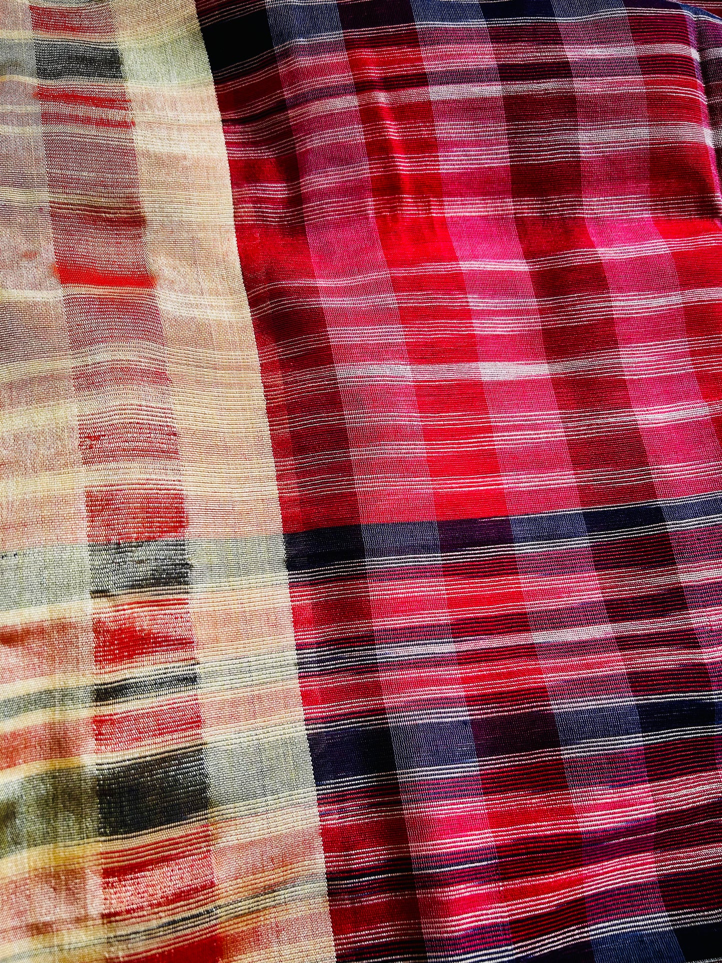 Red and beige handloom saree