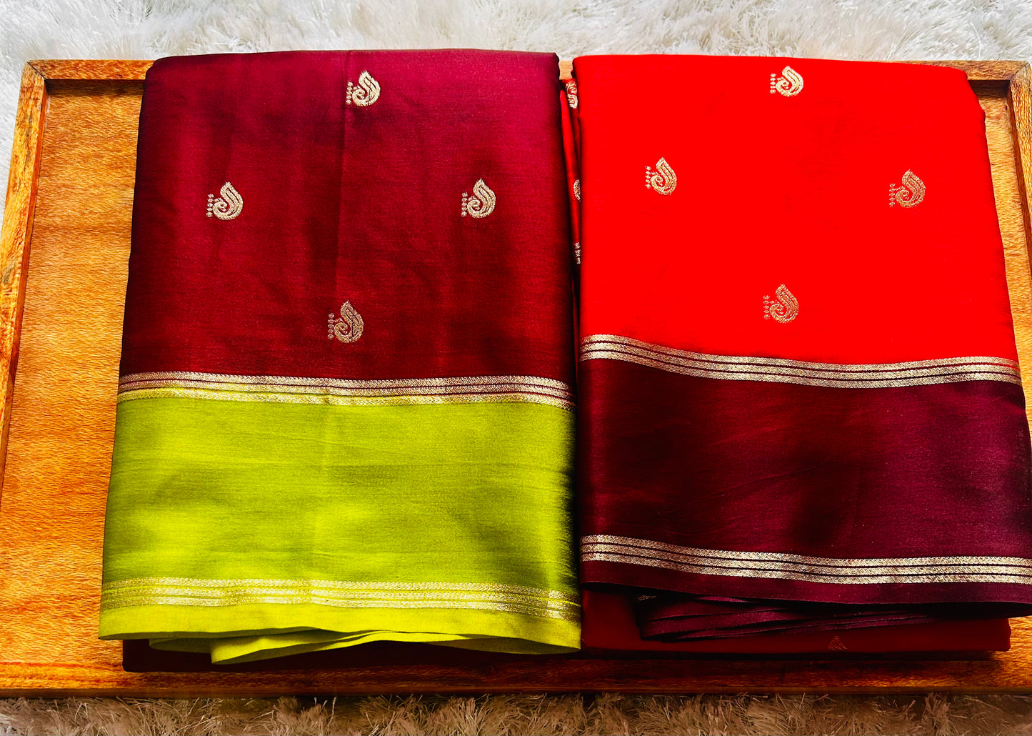 Maroon Green Gajji Silk Sare