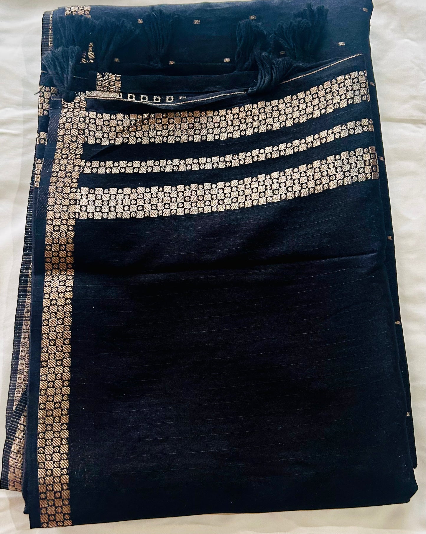 Black Handloom Tussar silk sare