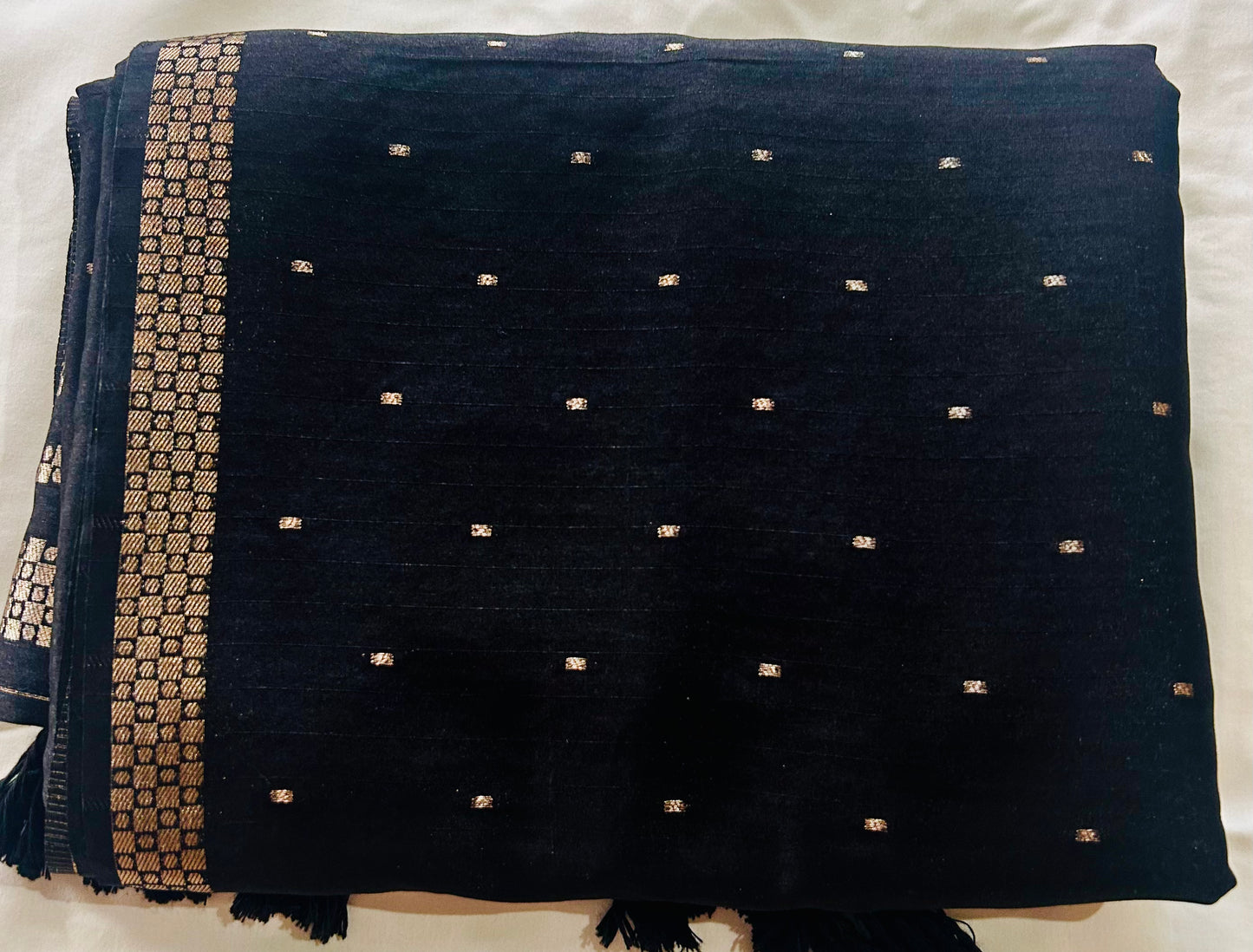 Black Handloom Tussar silk sare