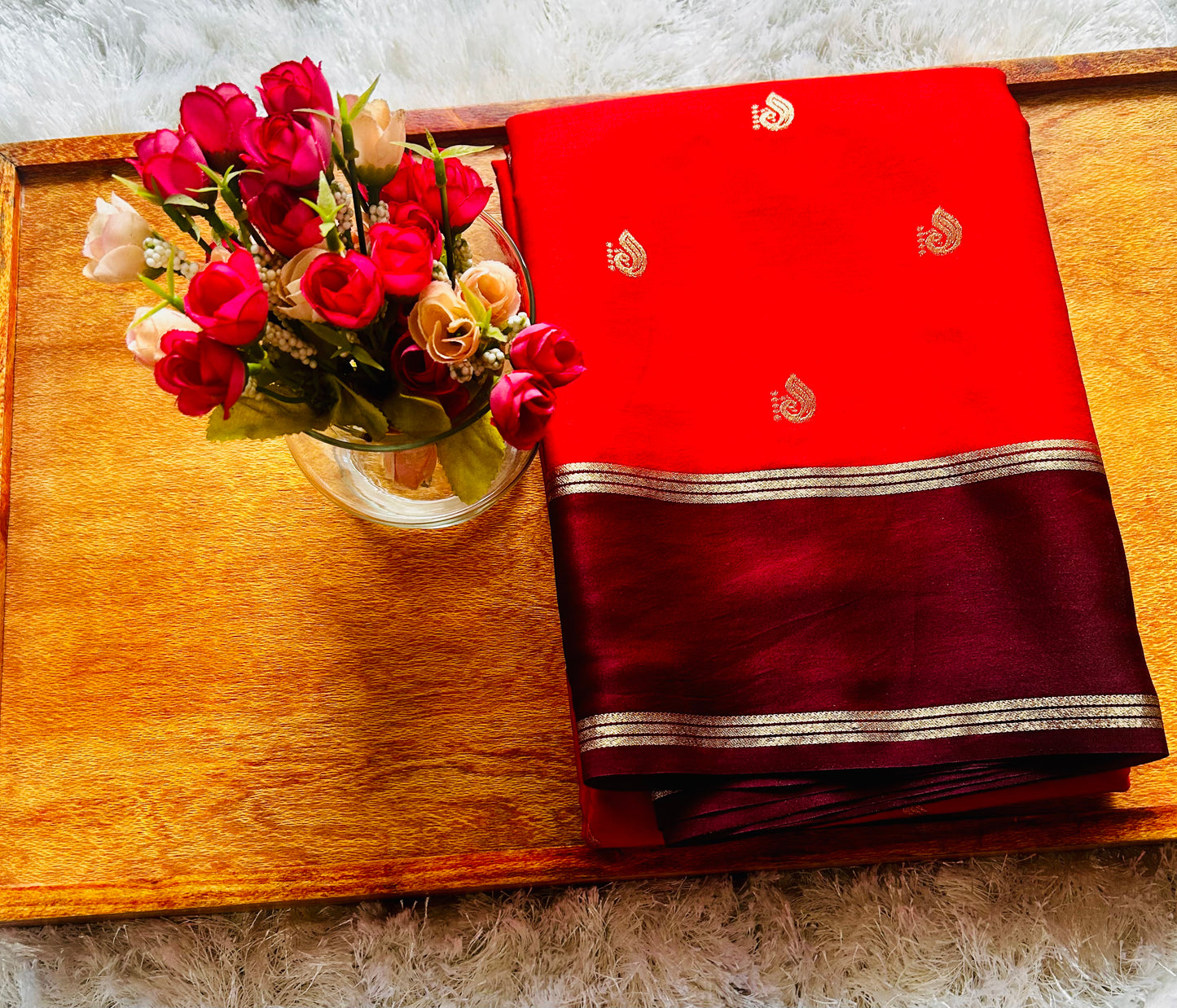 Orange and BrownGajji Silk Sare