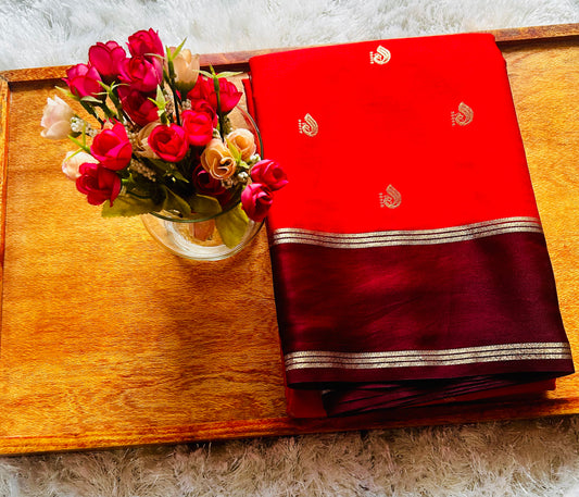 Orange and BrownGajji Silk Sare