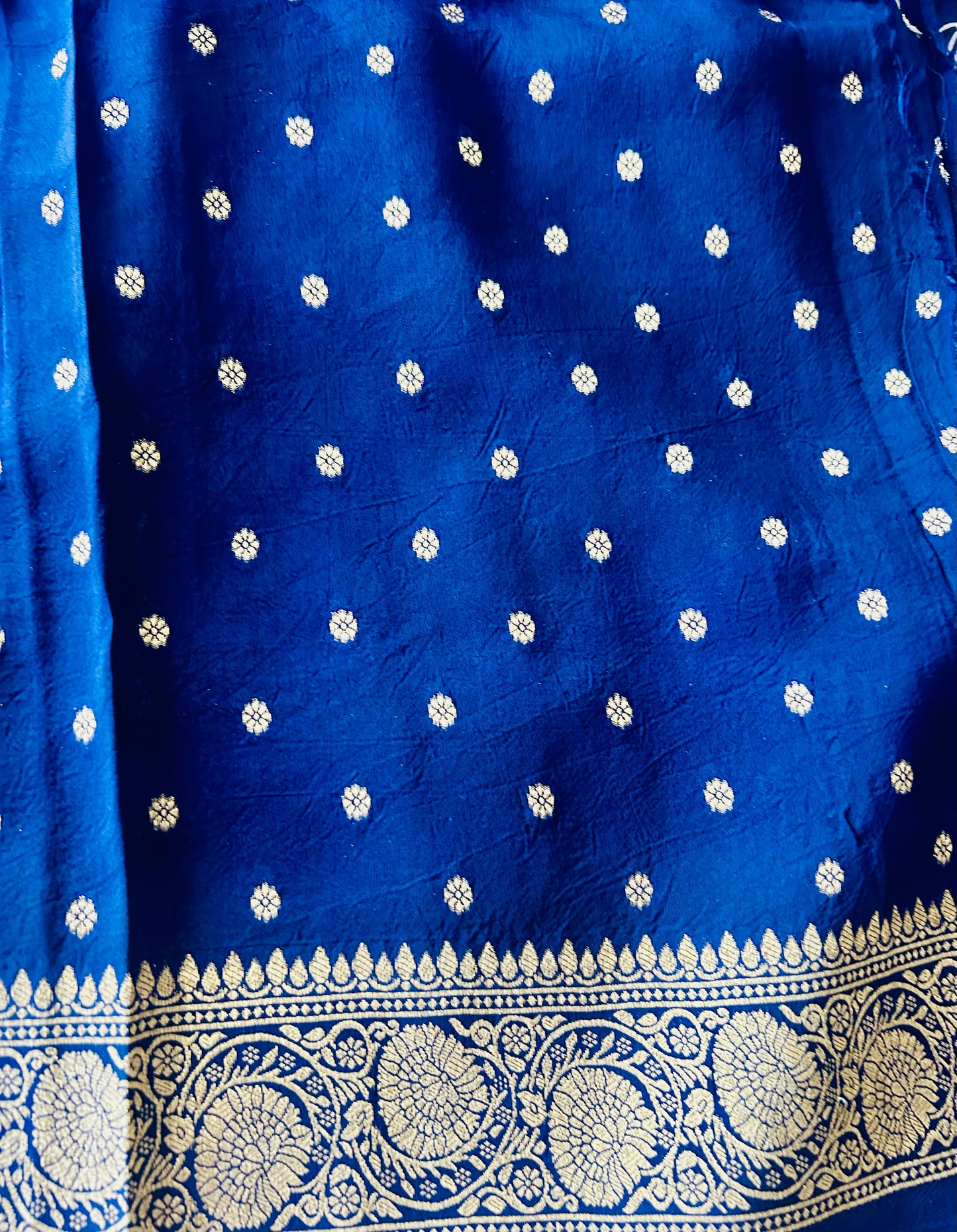 Blue Ajrak Dola Silk Saree