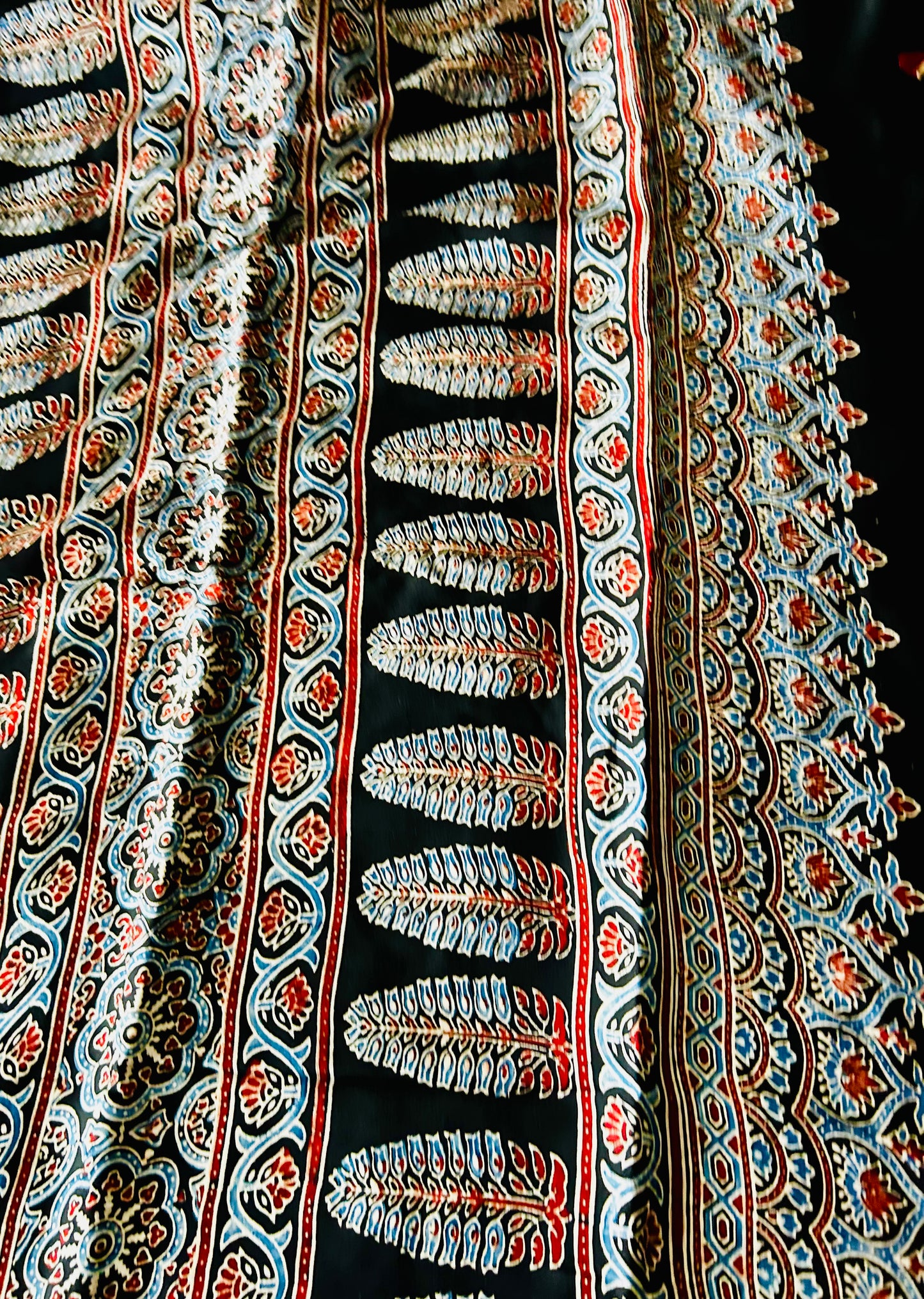 Blue Modal Silk with Ajrak Print Sare