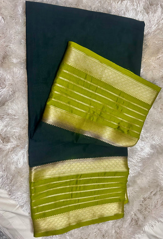 BOTTLE GREEN SEMI SILK SAREE
