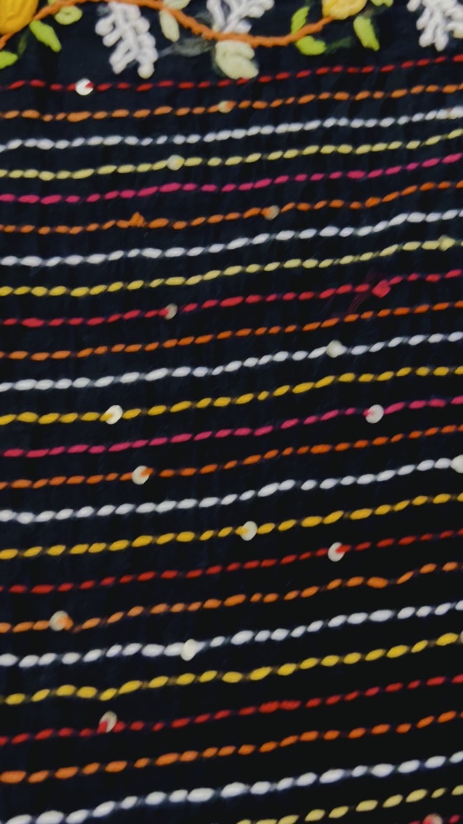Black Mul Cotton Hand Embroidered Saree