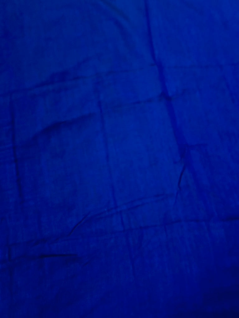 Blue  Mul Cotton Hand Painted Hibiscus Print Sare