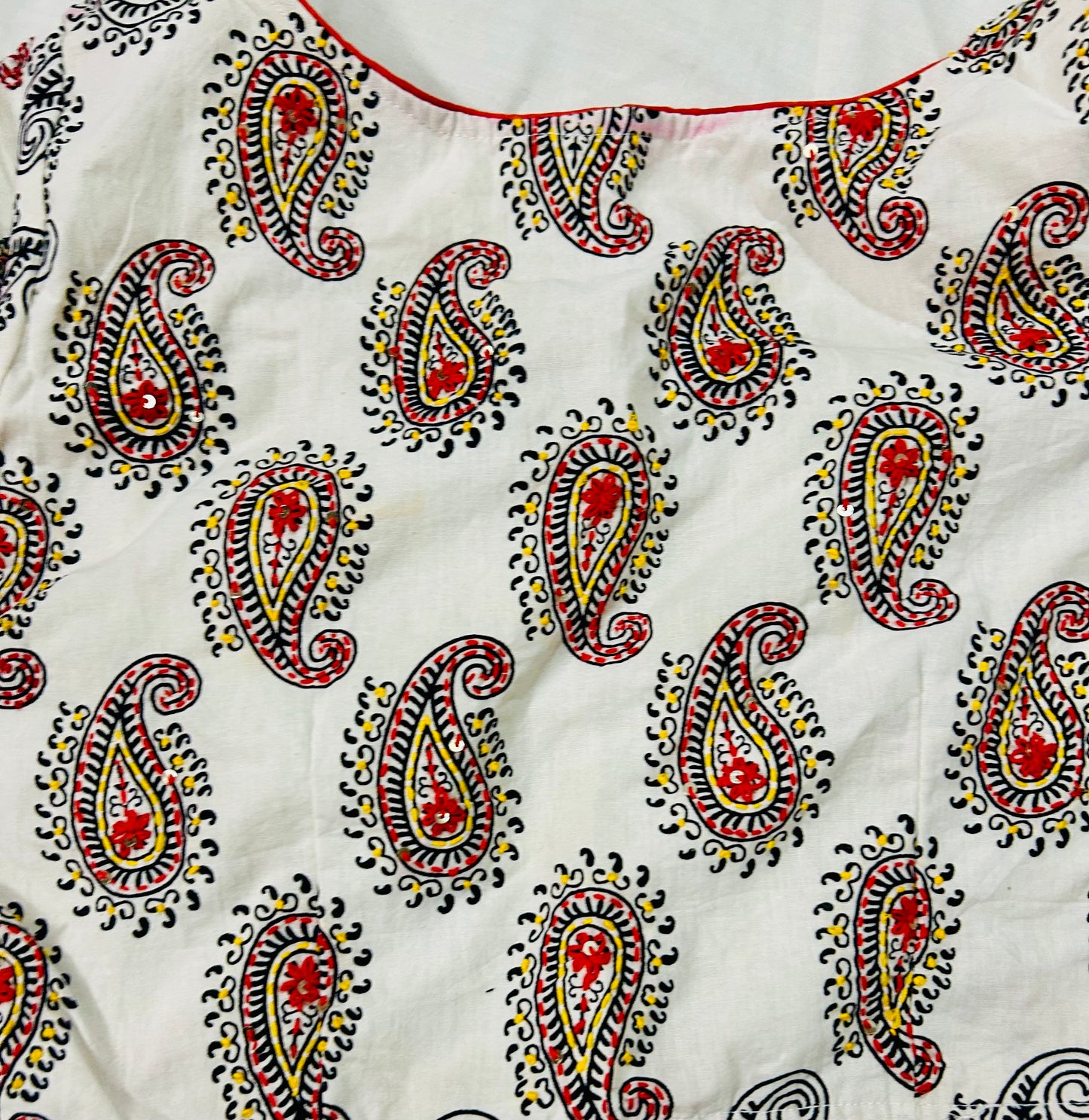 Beige Cotton Katha Work Blouse