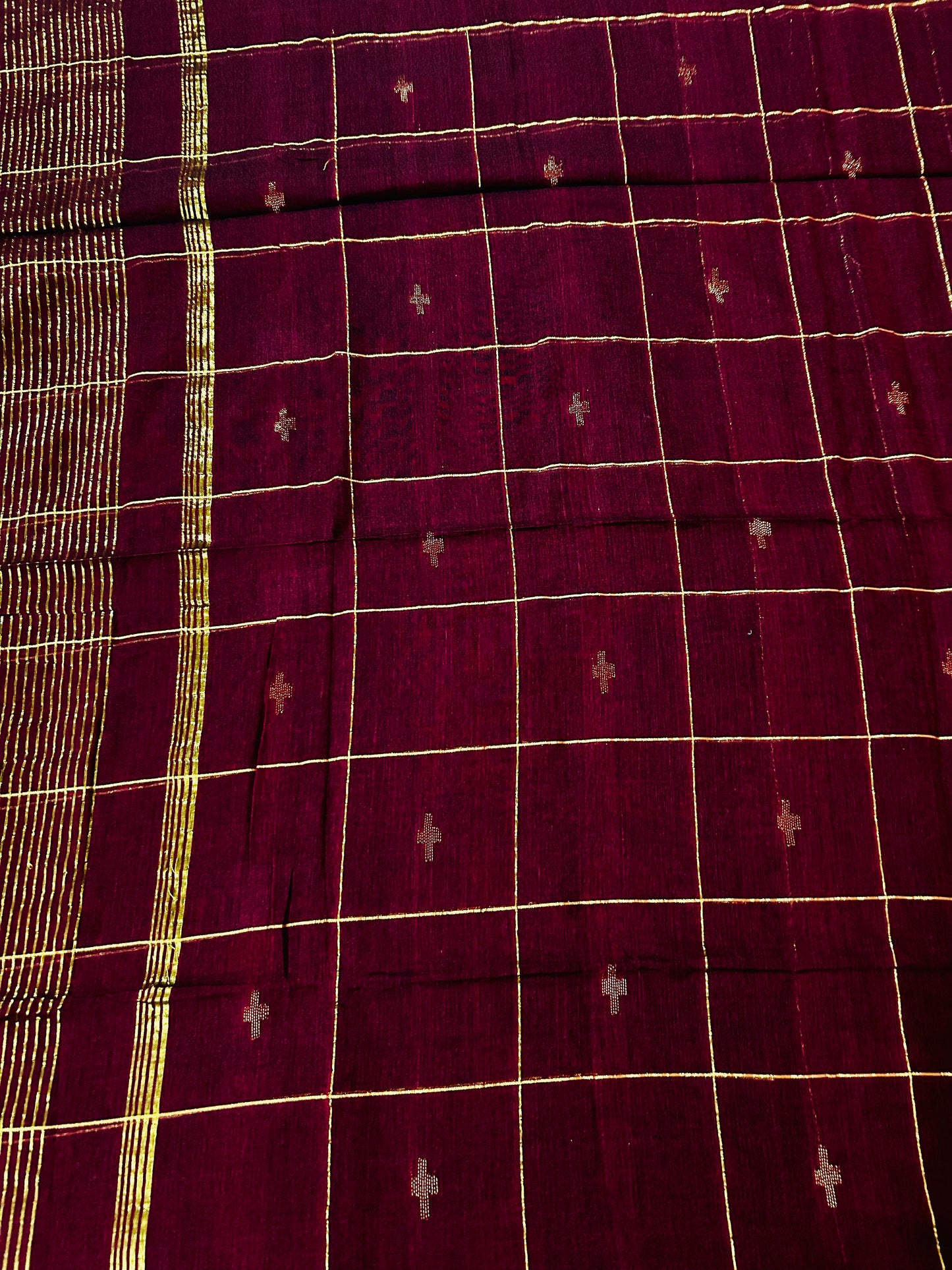 Chocolate Brown Mul Cotton Sare