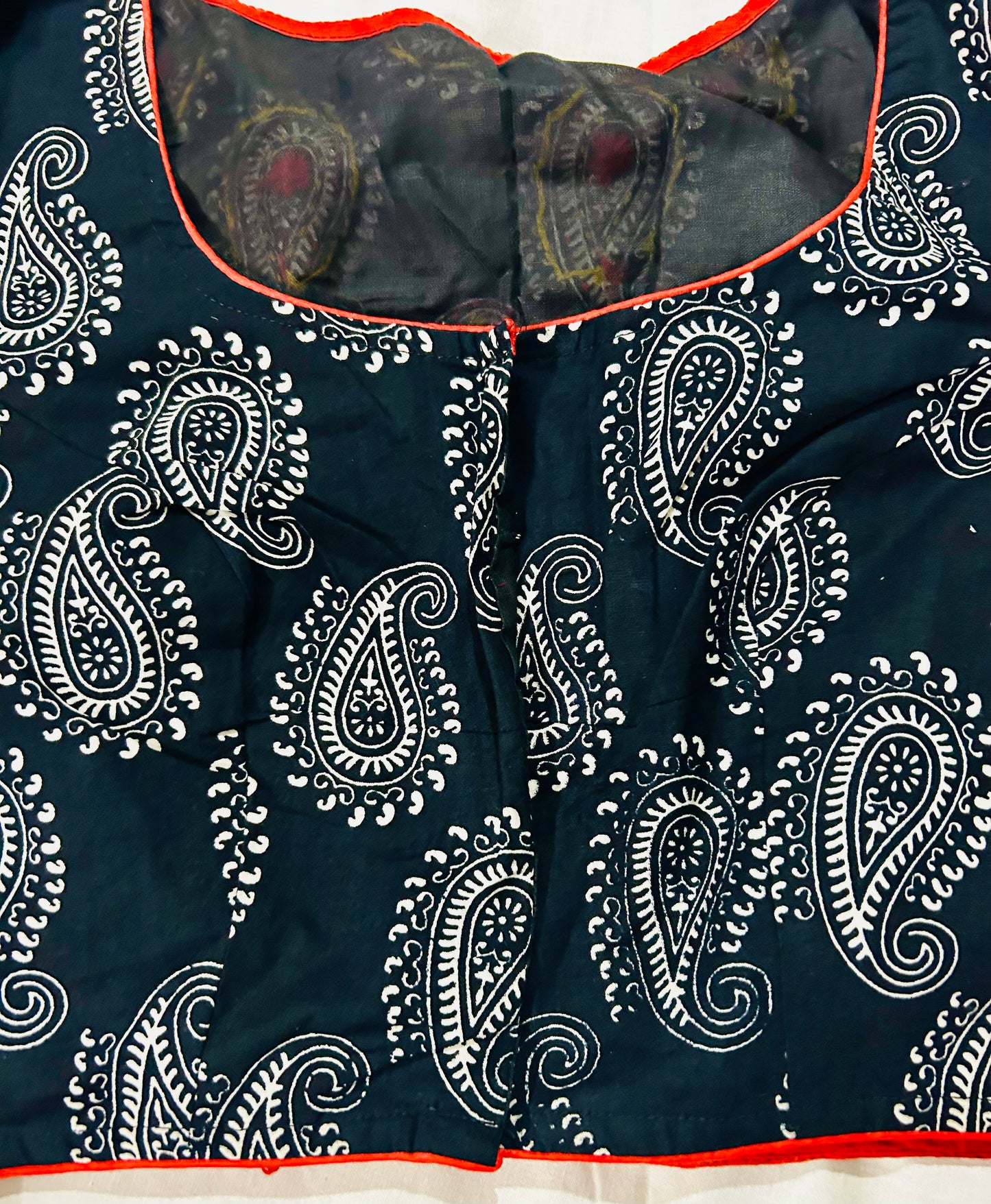 Black Cotton Katha Work Blouse