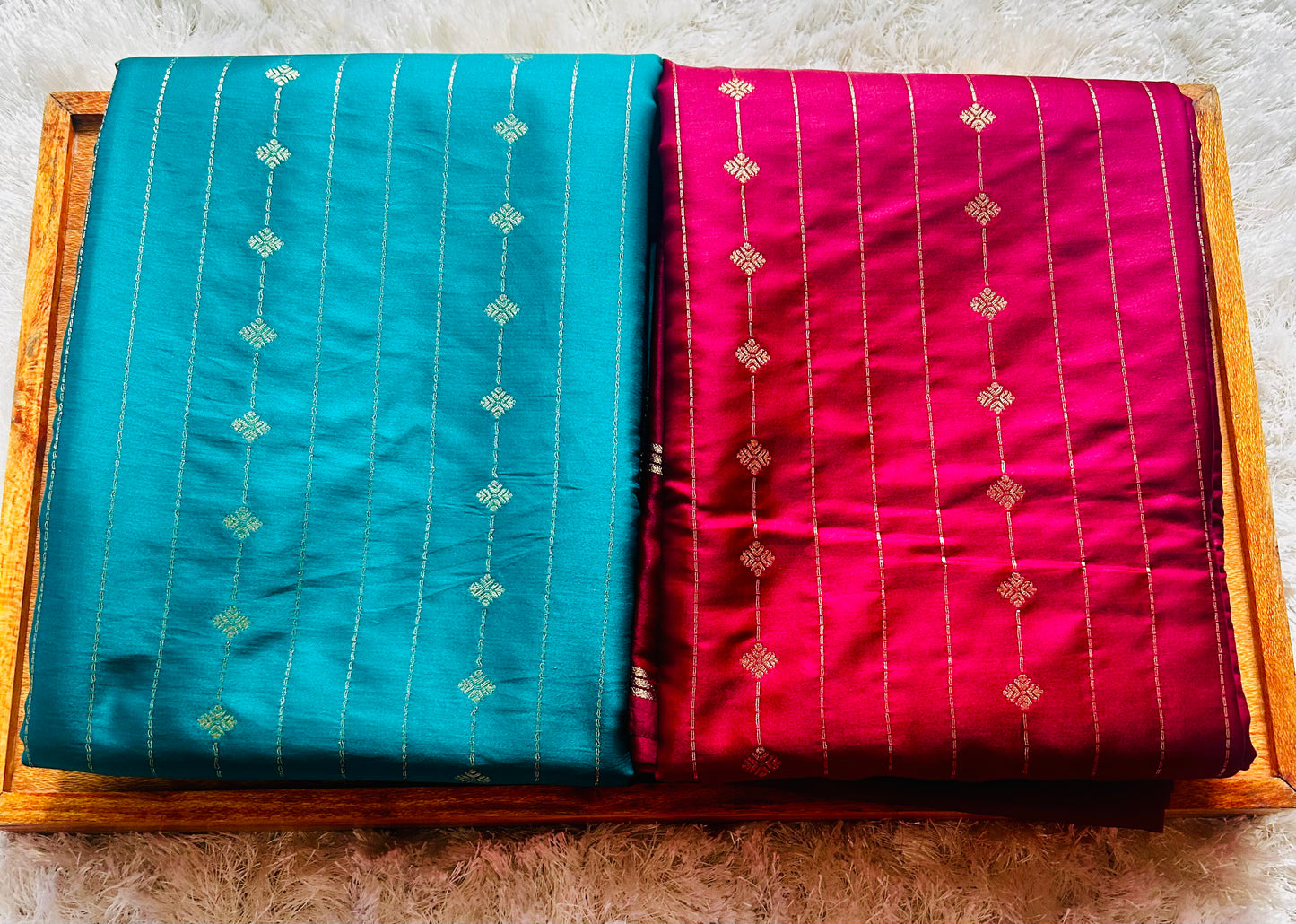 Teal blue Monotone Gajji Silk Sare