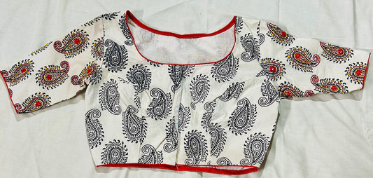 Beige Cotton Katha Work Blouse