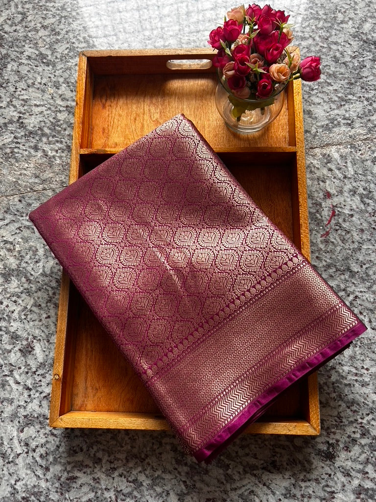 Wine Brocade Sare