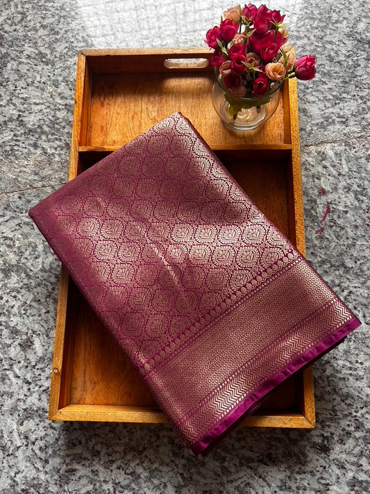 Wine Brocade Sare