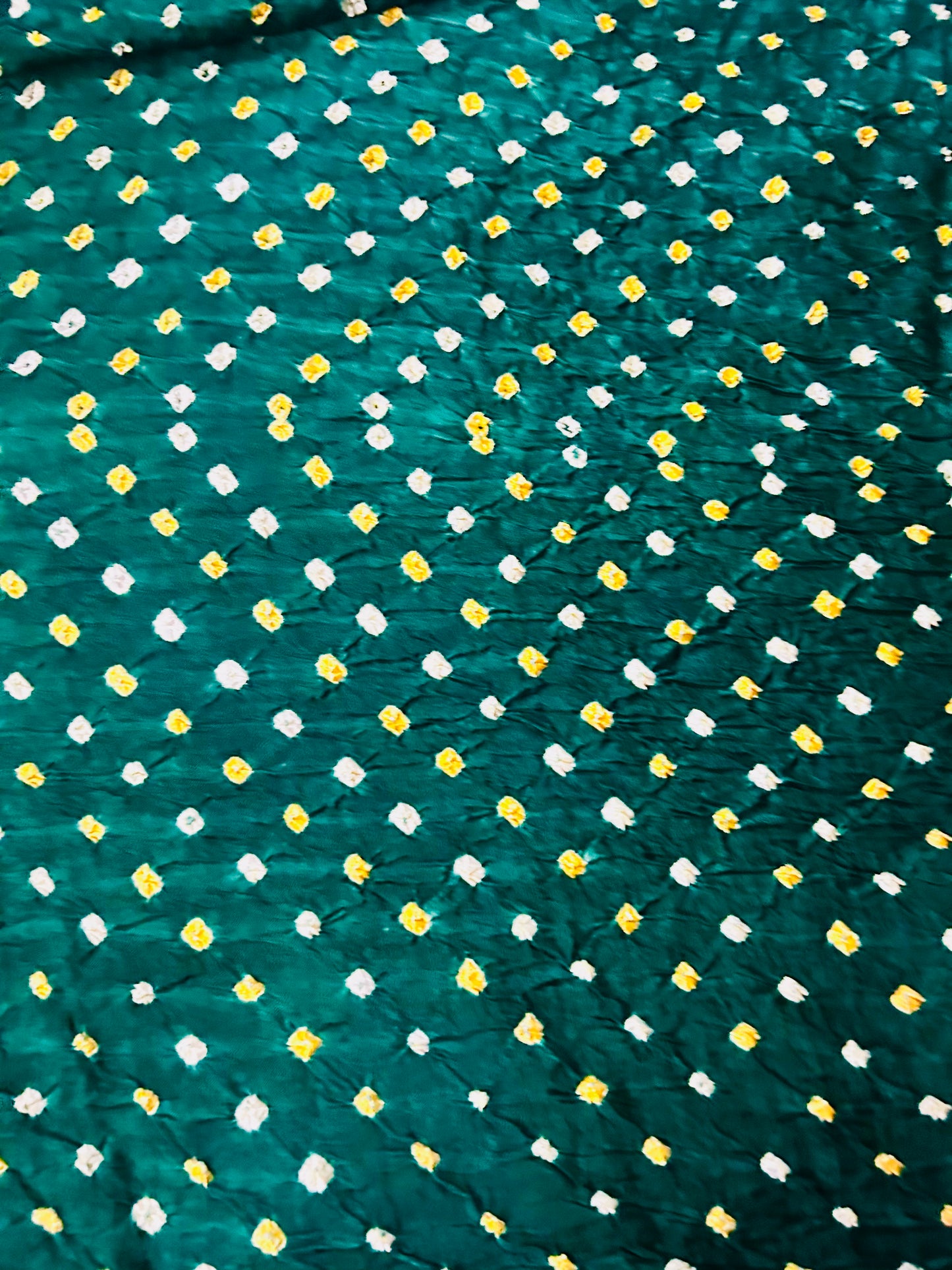 Green Bandhej with Golden Tissue Saree