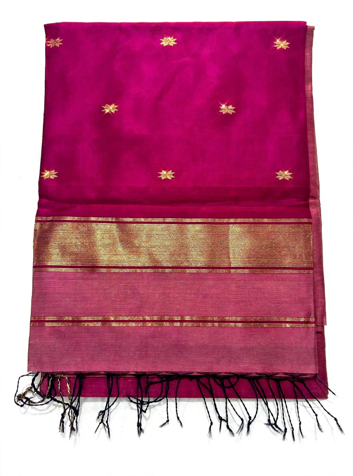 Maheshwari Cotton Silk Onion Color and Maroon  Handloom Saree