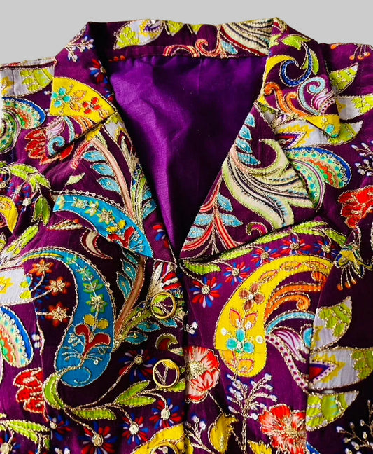 Purple Crape Position Print Blouse
