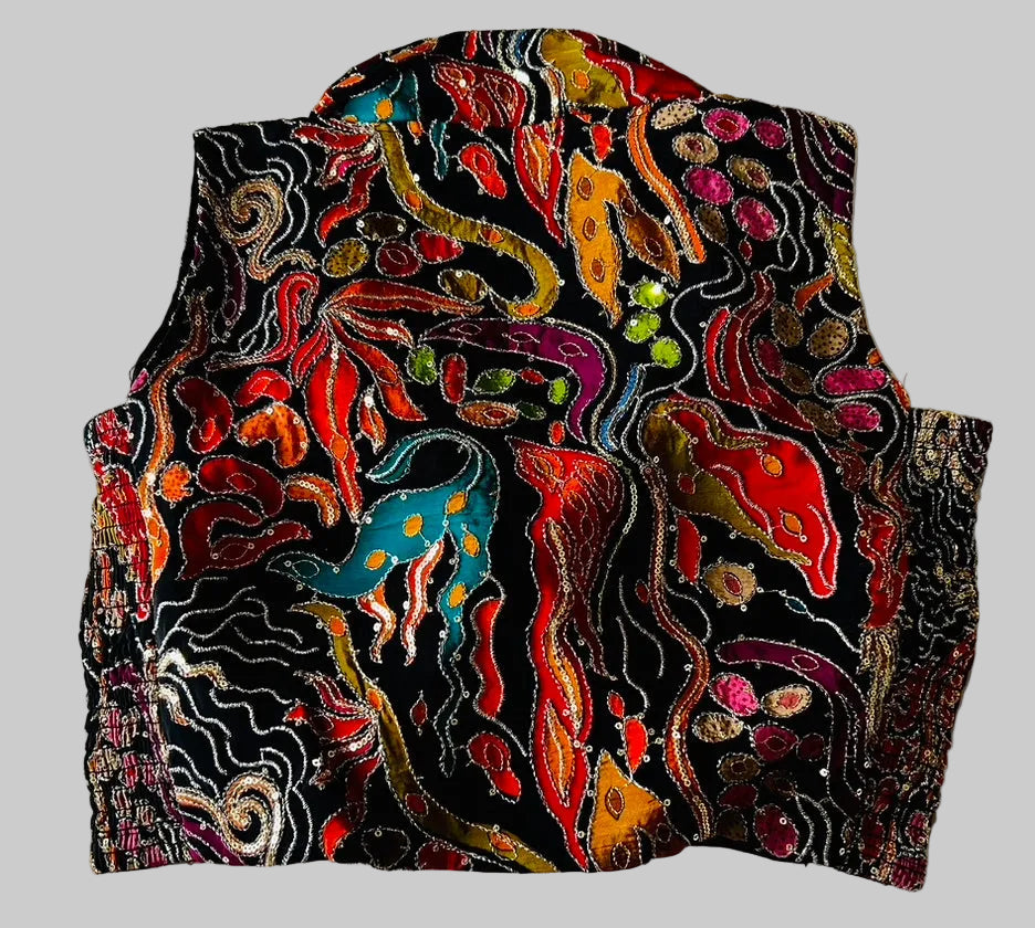 Black Crape Position Print Blouse