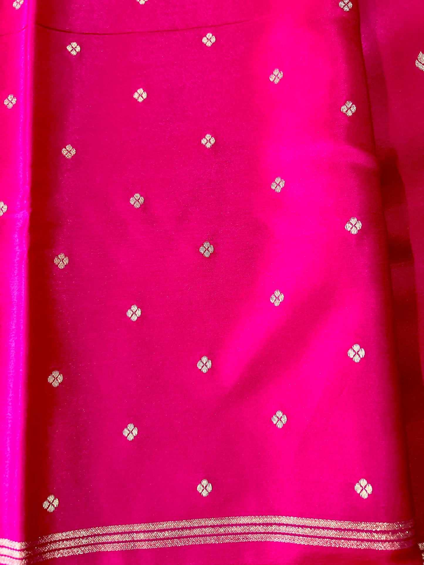 Magenta pink Gajji Silk Semi Silk Saree