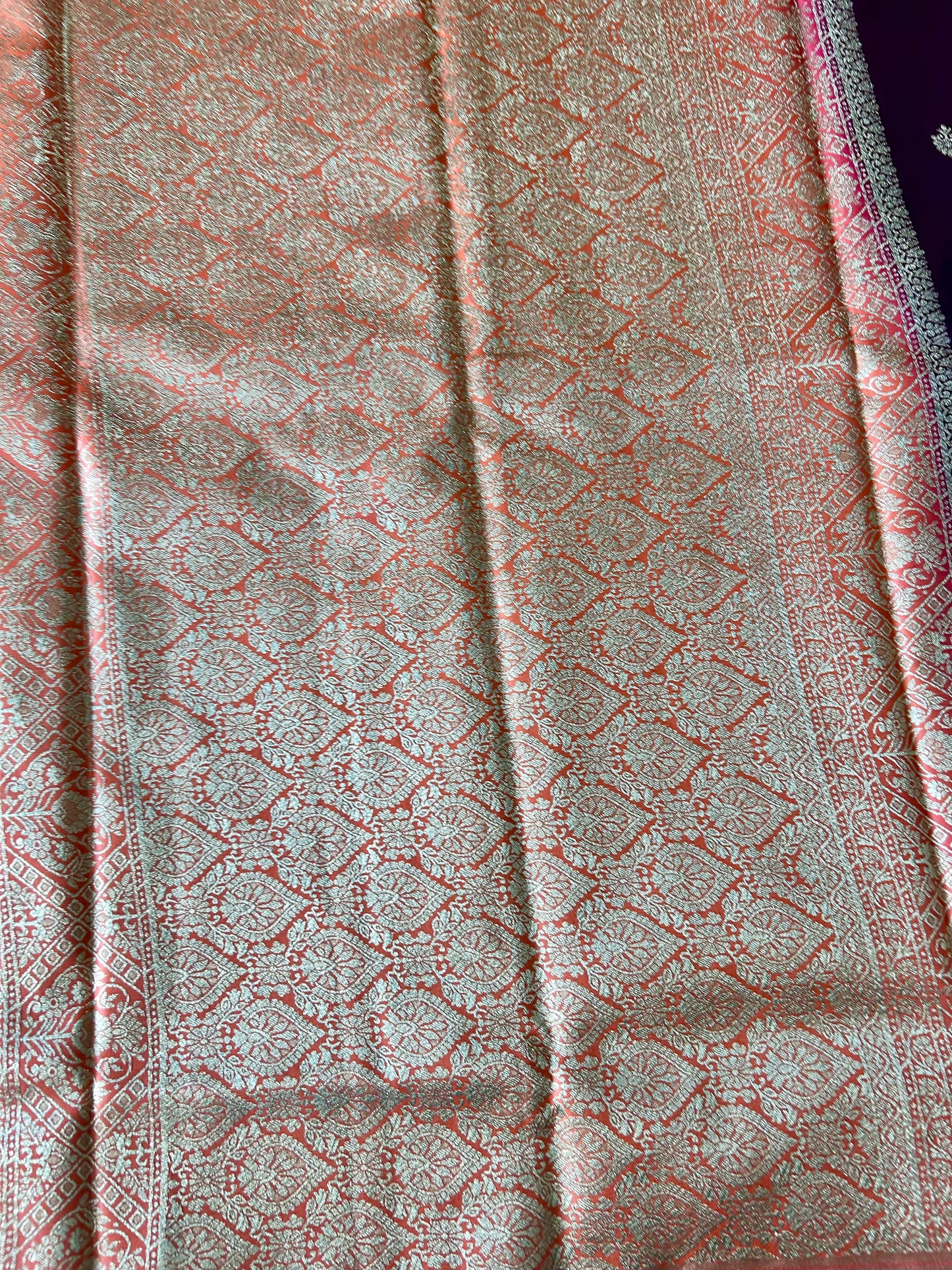 Wine Gajji Semi Silk Saree with line and buti with contrast border