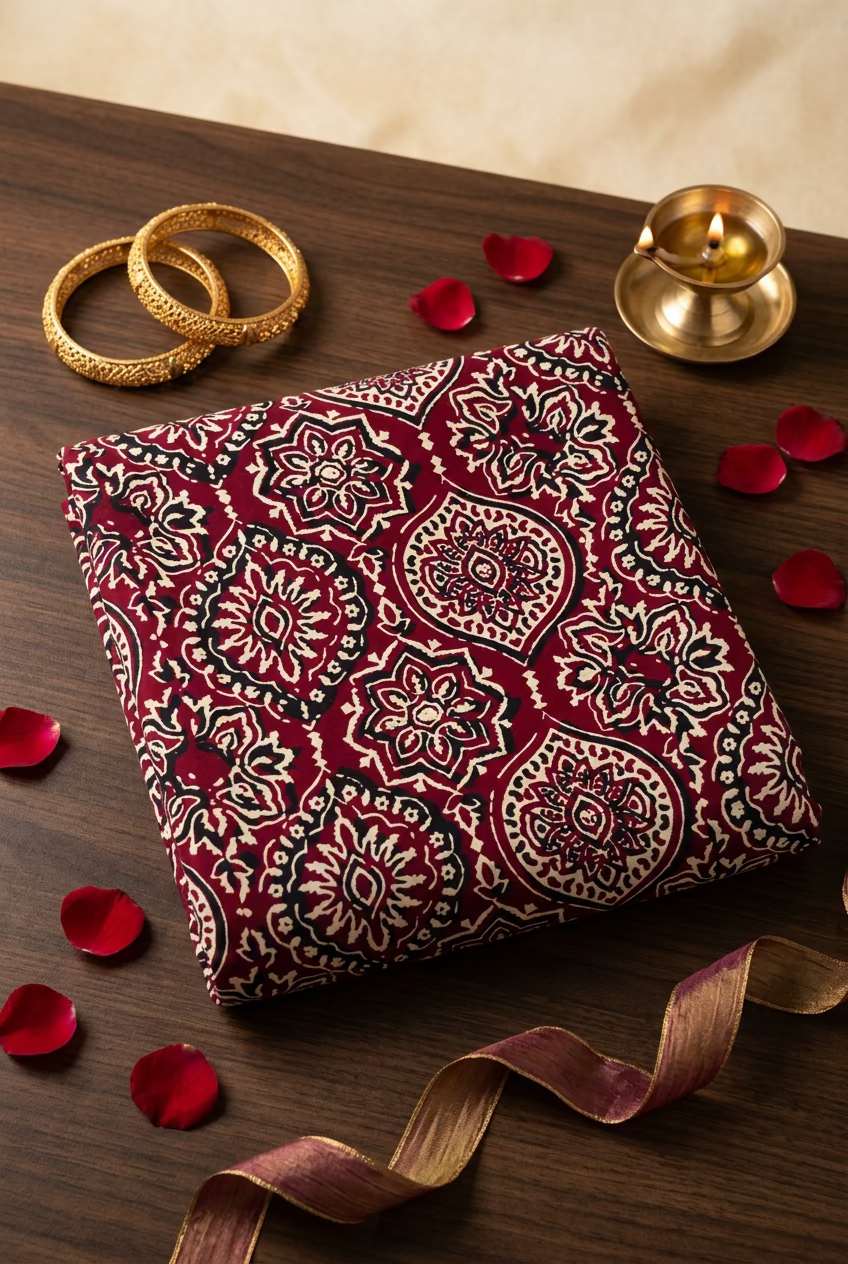 Maroon badam butti Modal Silk Saree