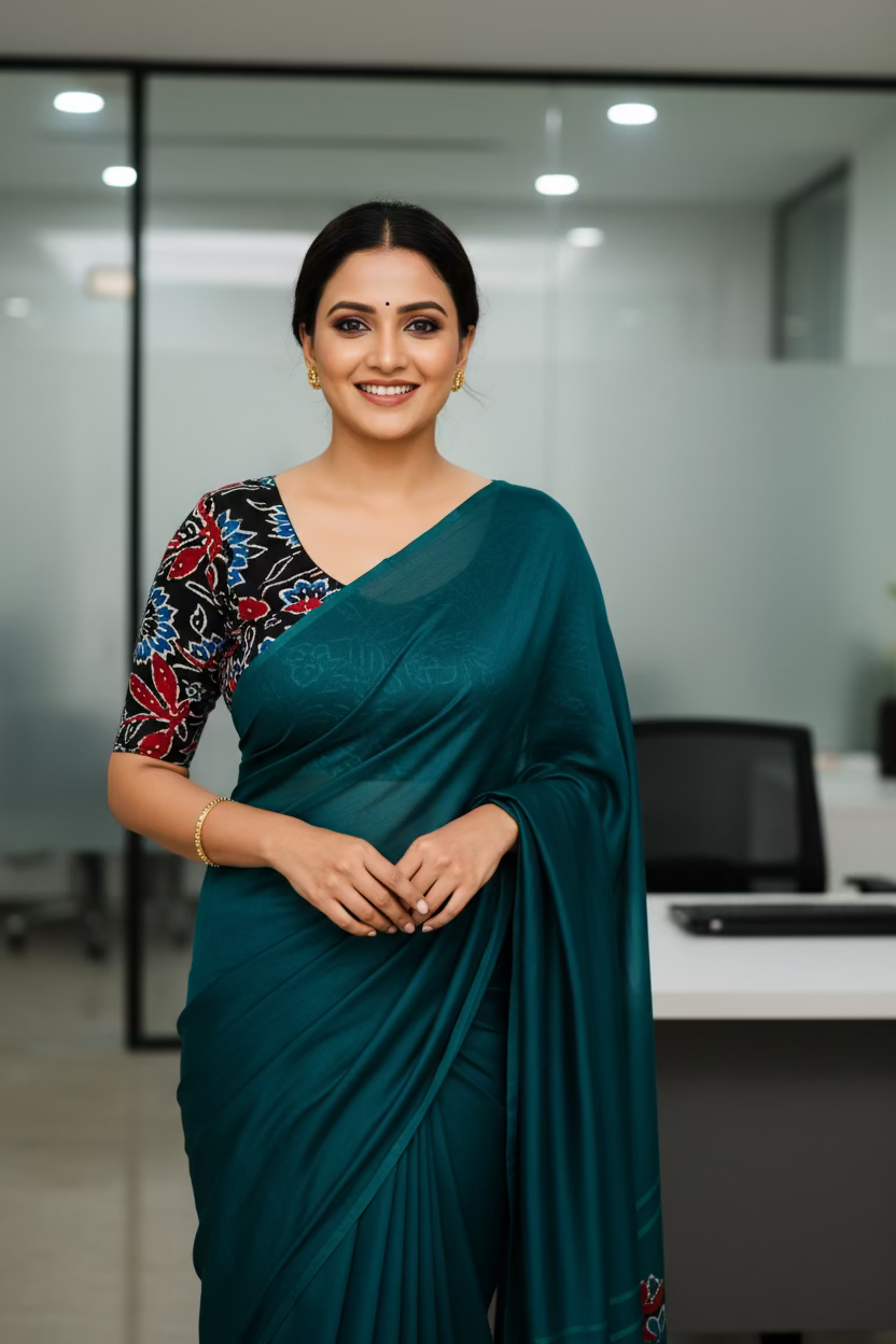 Black Kalamkari print Stretchable blouse